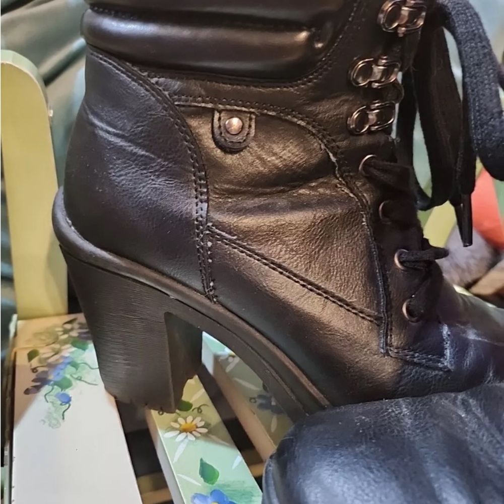 Joe Boxer Black Block Heel Ankle Boots Vintage - 8 - Picture 4 of 14